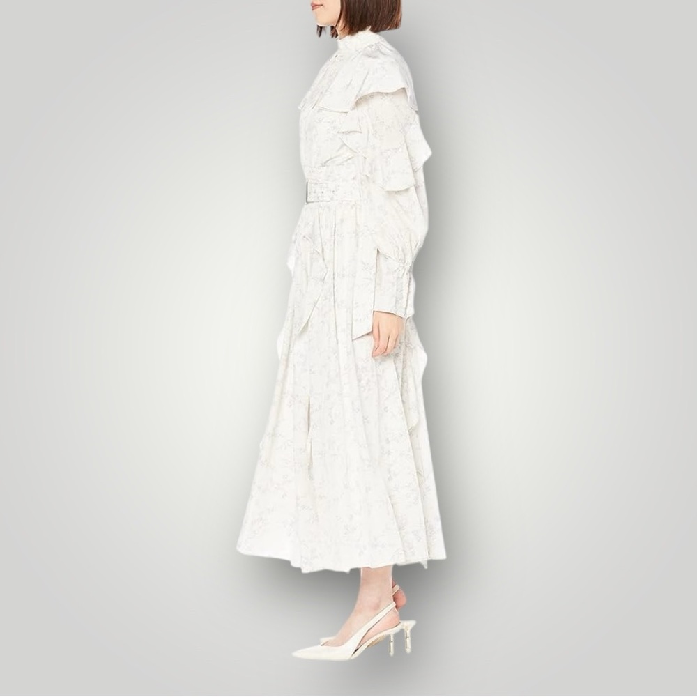 NWOT Snidel Frill Floral Bird Long Sleeve Elegant Feminine Ruffle Dress XS/S - Picture 16 of 16